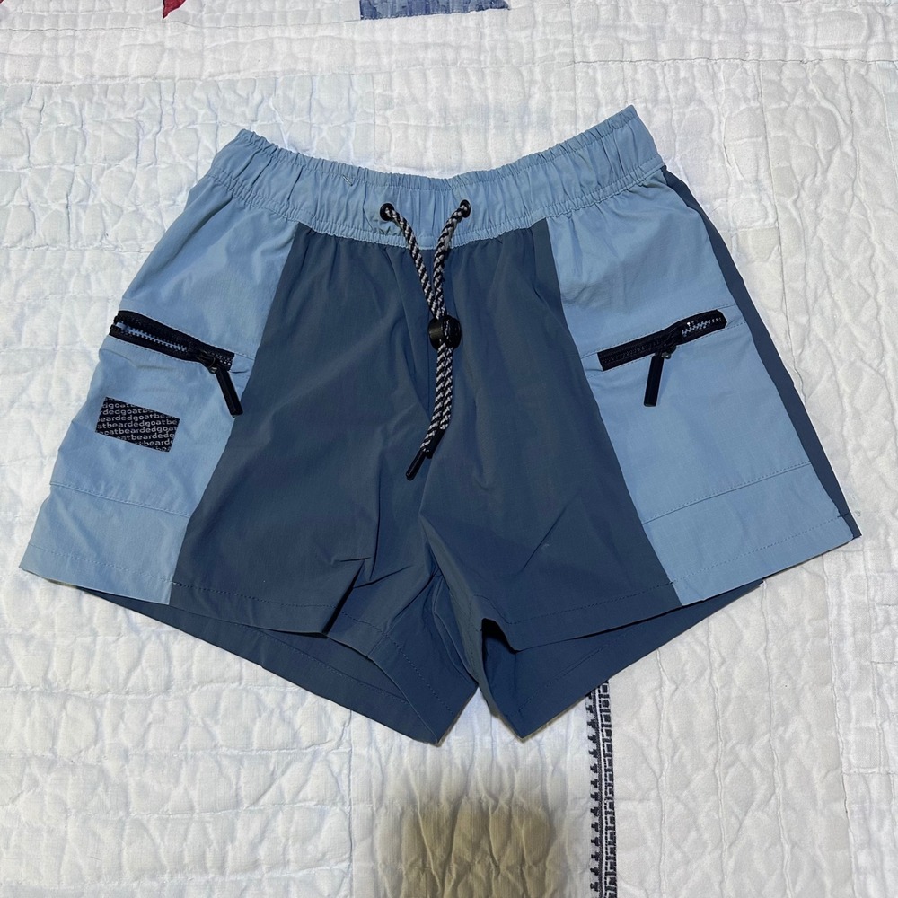 Bearded Goat Shorts Blue Colorblock Hiking Activewear XS